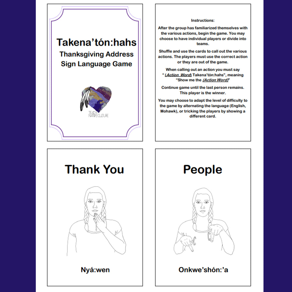 Thanksgiving Action game printable with Thank you and People  Sign Language