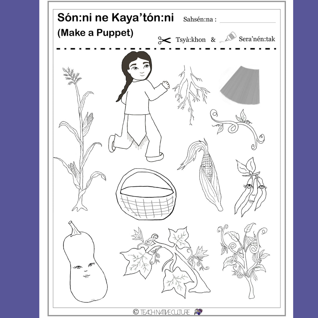 Printable three sisters puppets to cut out and make