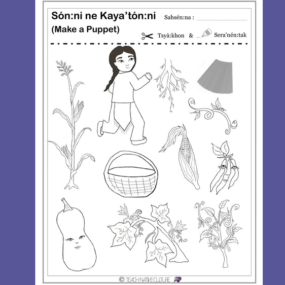 Printable three sisters puppets to cut out and make