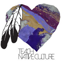 Logo for Teach Native Culture of a Heart and feathers hanging off